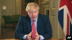 英國首相鮑里斯·約翰遜宣布英國將進入全國封城防疫狀態。（2020年3月23日）
