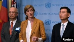 Les ambassadeurs Samantha Power (USA), Koro Bessho (Japon) et Hahn Choong-hee (Corée du Sud).