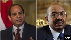 Le président égyptien Abdel Fattah, à gauche, al-Sissi et son homologue soudanais Omar el-Béchir.