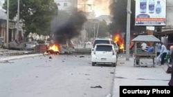 Scène d'une explosion à Mogadiscio, Somalie, le 8 mai 2017.