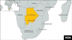 Ramani ya Botswana na nchi zilizo jirani.