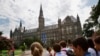 n this July 10, 2013, file photo, prospective students tour Georgetown University's campus in Washington.
