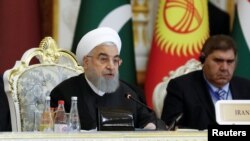 ប្រធានាធិបតី​អ៊ីរ៉ង់ លោក Hassan Rouhani​ ថ្លែង​ក្នុង​សន្និសីទ​ស្តី​ពី​អន្តរសកម្ម​និង​ការ​កសាង​ទំនុក​ចិត្ត​នៅ​អាស៊ី​ CICA នៅទីក្រុង Dushanbe ប្រទេស​តាហ្សីគីស្ថាន កាល​ពីថ្ងៃ​ទី​១៥ មិថុនា ២០១៩។