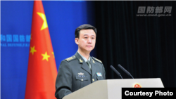 中國國防部發言人吳謙2018年1月25日主持例行記者會（中國國防部網站）