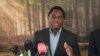 Le président élu de la Zambie, Hakainde Hichilema, lors d'une conférence de presse à sa résidence à Lusaka, le 16 août 2021.