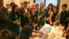 A young Cambodian girl demonstrates how to change a wallpaper on a Google webpage at the launching of the STEM projects by the British Embassy in Phnom Penh, Cambodia, November 9, 2016. (Hean Socheata/VOA Khmer)