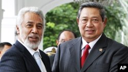 Primeiro-ministro timorense Xanana Gusmao e presidente indonesio Susilo Bambang Yudhoyono