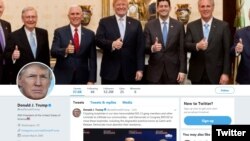 An illustration photo shows a portion of President Donald Trump's Twitter page.