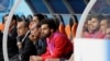 L'Egyptien Mohamed Salah, au centre, lors du match contre l'Uruguay, Russie, le 15 juin 2018