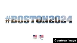 FILE - U.S. Olympic Committee's graphic announcing Boston's candidacy for the 2024 Olympics.