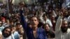 People from Pakistani tribal areas participate in a rally in Karachi, April 8, 2018. Thousands of people from Pakistan's tribes have rallied in Peshawar and in Karachi demanding the release of suspects being held by authorities on alleged links to militants.