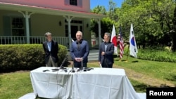 美國副國務卿庫爾特·坎貝爾2024年5月31日在維吉尼亞州小華盛頓鎮接待日韓同行。