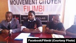 Des défenseurs des droits de l’homme et des membres du mouvement Filimbi lors d’une conférence de presse à Kinshasa, 20 janvier 2018. (Facebook/Filimbi)