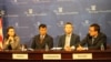 From left to right: Olivia Enos, policy analyst of the Heritage Foundation, Sophal Ear, associate professor at Occidental College, Lee Morgenbesser, assistant professor at Griffith University, and Brian Eyler, director of the Southeast Asian Program at Stimson Center, Washington DC, September 13, 2018. (Sreng Leakhena/VOA Khmer) 