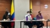 La alcaldesa de Bogotá, Claudia López, habla con medios internacionales, el la Alcaldía de Bogotá, el viernes 2 de octubre. [Foto: Karen Sánchez, VOA]