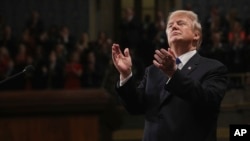 Le président Donald Trump lors de son discours de l'état de l'Union devant le Congrès à Washington, le 30 janvier 2018.