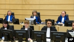 Audience à la Cour pénale internationale (CPI) à La Haye, aux Pays-Bas, le 10 février 2014.