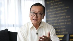 Self-exiled Cambodian opposition party founder Sam Rainsy speaks during an interview with Reuters at a hotel in Kuala Lumpur, Malaysia, November 10, 2019. REUTERS/Lim Huey Teng