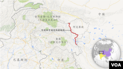 中國印度實際控制線，含中國新疆和田地區(阿克賽欽)、巴控克什米爾(吉爾吉特-巴爾蒂斯坦) 和印控克什米爾(查謨)