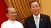 缅甸总统吴登盛(左)和联合国秘书长潘基文4月30日在内比都的总统府