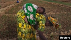 Une Malienne avec son enfant dans un champ de Heremakono, Mali, le 22 janvier 2013.