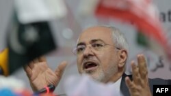 Iranian Foreign Minister Mohammad Javad Zarif speaks during an event in Islamabad, Pakistan, March 12, 2018.