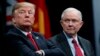 FILE - President Donald Trump sits with Attorney General Jeff Sessions during an FBI National Academy graduation ceremony in Quantico, Virginia, Dec. 15, 2017.