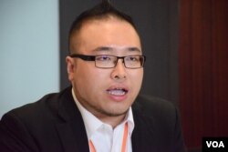 民主動力召集人趙家賢表。（美國之音湯惠芸攝）