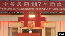 台灣駐美代表處高碩泰在雙橡園雙十國慶活動上講話（鍾辰芳拍攝）