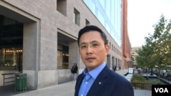 美國智庫台美研究中心執行長陳以信2019年9月25日接受美國之音採訪(美國之音鐘辰芳拍攝）