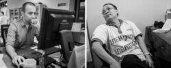 FILE: Zsombor Peter (left) and Aun Pheap are both facing up to two years in prison on a trumped-up charge of incitement to commit a felony (Courtesy photo of Ben Woods)
