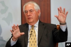 FILE - Secretary of State Rex Tillerson speaks at the Center for Strategic and International Studies, Oct. 18, 2017, in Washington.