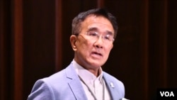 實政圓桌立法會議員田北辰呼籲港府暫緩修訂《逃犯條例》。(美國之音湯惠云)