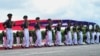 Students from the Republic of China Military Academy march with the Taiwanese flag during the academy's 100th anniversary ceremony in Kaohsiung, Taiwan, on June 16, 2024. China announced on June 21 new punishments for Taiwan independence separatists — including the death penalty.