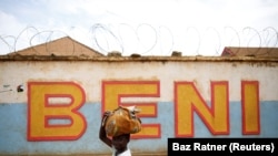 La façade d'un mur à Béni, en RDC, le 1er avril 2019.
