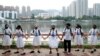 香港学生再次组成人链促港府回应五大诉求。（2019年9月19日）