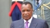 Denis Sassou Nguesso quitte le palais de l'Elysée après la conférence internationale sur la Libye à Paris le 29 mai 2018.