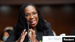 Le juge Ketanji Brown Jackson, lors d'une audience de la commission judiciaire du Sénat sur les nominations judiciaires, au Capitole, à Washington, le 28 avril 2021. 