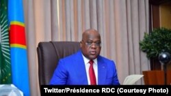 Le président congolais Félix Tshisekedi dans son bureau à Kinshasa, 22 octobre 2020. (Twitter/Présidence RDC)