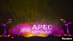 北京亞太經合組織開幕式在11月4日舉行煙火預演。