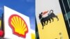 Les logos de Eni et Shell.