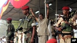 Le president tchadien Idriss Deby Itno face aux militants du MPS, N'Djamena (archives)