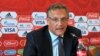 លោក Jerome Valcke អគ្គលេខាធិការ​របស់​សហព័ន្ធ FIFA និយាយ​ទៅ​កាន់​អ្នក​សារព័ត៌មាន​កំឡុង​សន្និសីទ​ព័ត៌មាន​មួយ​នៅ​ក្នុង​ក្រុង Samara ប្រទេស​រុស្ស៊ី កាលពី​ថ្ងៃទី១០ ខែមិថុនា ឆ្នាំ២០១៥។ 