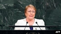 Michelle Bachelet, la Haut commissaire des Nations Unies pour les droits de l'Homme, à New York, le 10 août 2018.