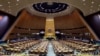 FILE - The U.N. General Assembly Hall is empty before the start of the U.N. General Assembly 76th session General Debate at United Nations Headquarters, in New York, Sept. 20, 2021.