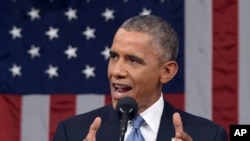 Le président Obama lors de son discours sur l'état de l'Union, le 20 janvier 2015
(AP Photo/Mandel Ngan, Pool)