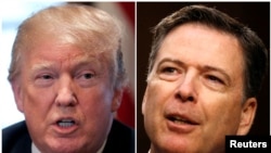 Le président américain Donald Trump et l'ancien directeur du FBI James Comey 