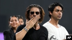 FILE - Bollywood actor and co-owner of Kolkata Knight Riders Shah Rukh Khan celebrates after a cricket match in Chennai, India, May 26, 2024.