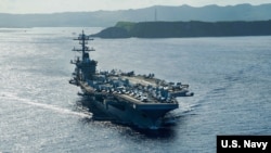 美軍“羅斯福”號（USS Theodore Roosevelt）航母在西太平洋海域執行任務。 （資料照）
