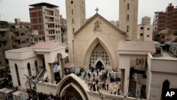 La cathédrale St. George où a eu lieu un attentat à Tanta, Egypte, 9 avril 2017.